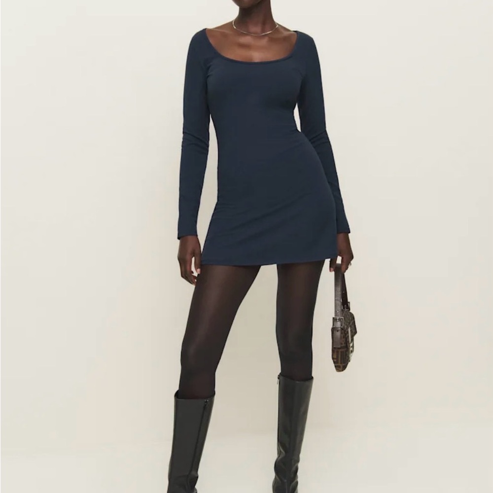 Reformation Alfie stretch cotton knit mini dress